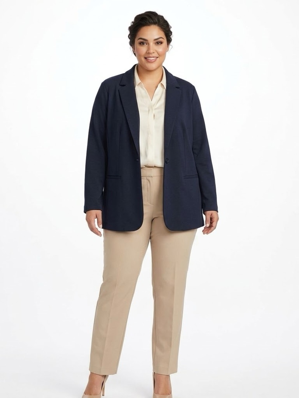 NWT Ava & Viv Dark Navy Stretch Boyfriend Blazer Plus Size 2X 20W 22W